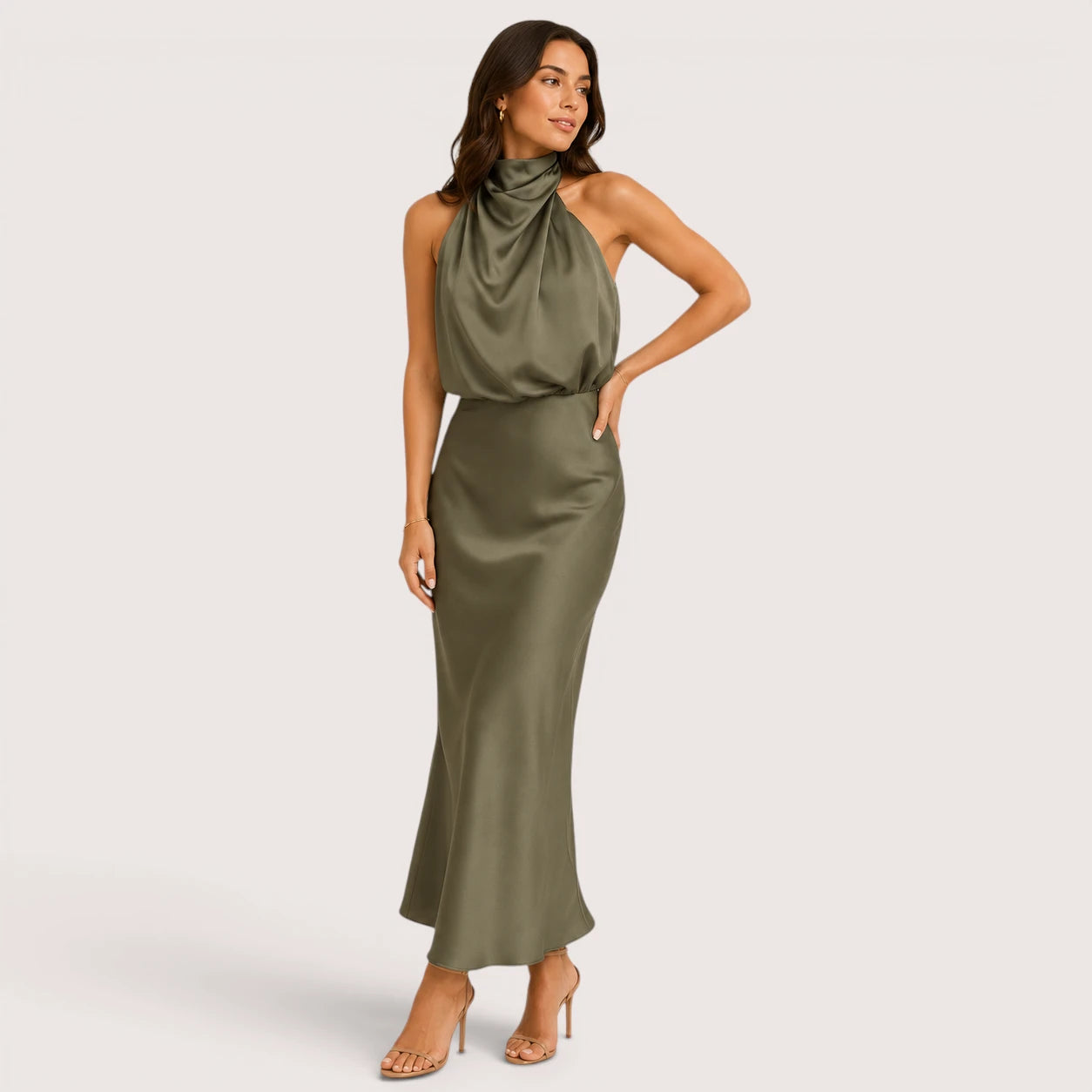 Bianca | Women’s Halter Neck Midi Evening Dress