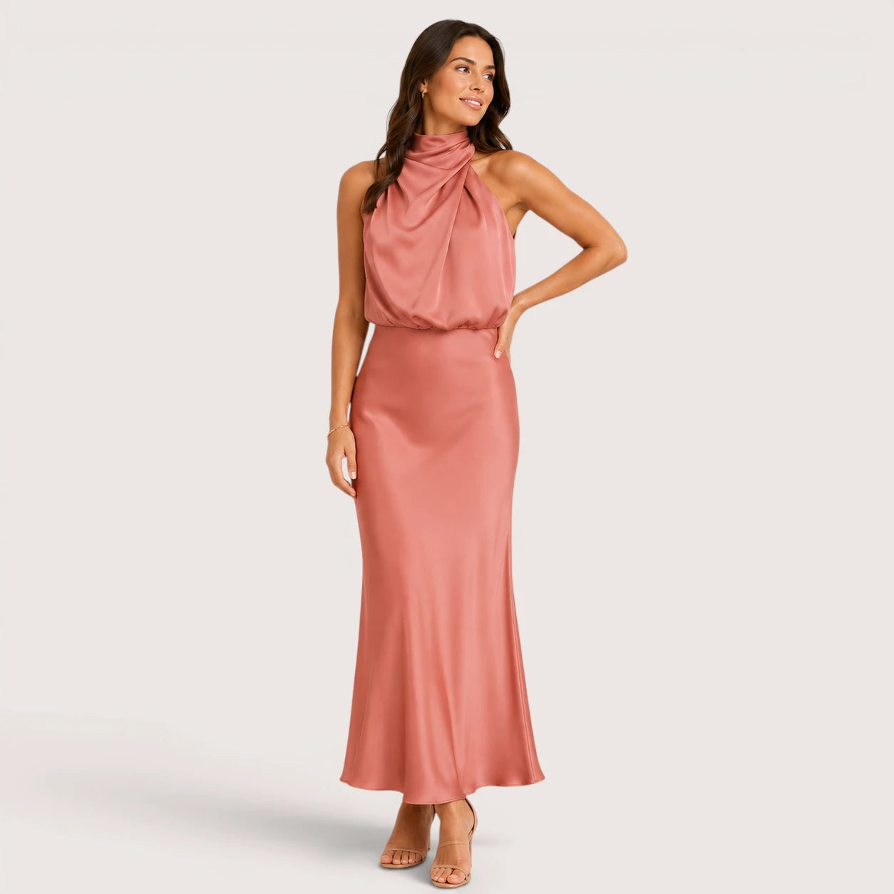 Bianca | Women’s Halter Neck Midi Evening Dress