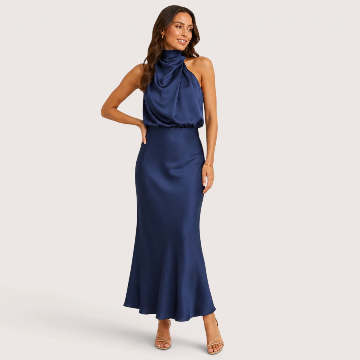 Bianca | Women’s Halter Neck Midi Evening Dress
