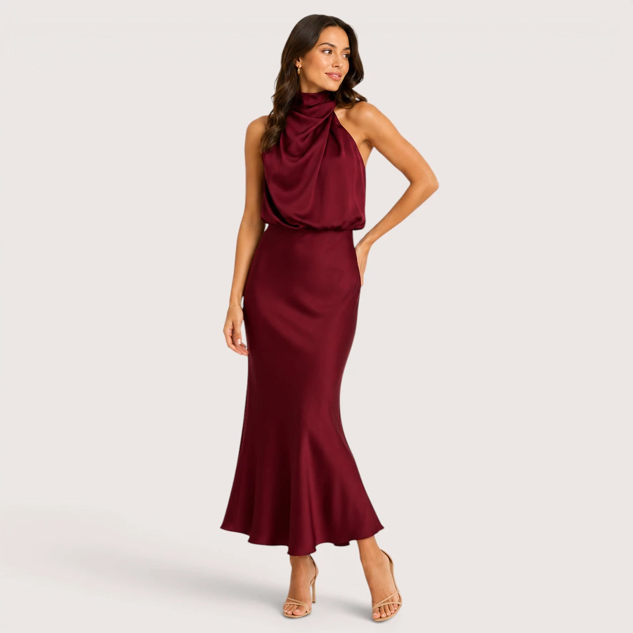 Bianca | Women’s Halter Neck Midi Evening Dress