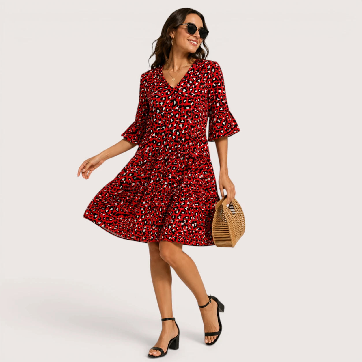 Holly | Women’s Low-Waist Mini Dress with Short Sleeves