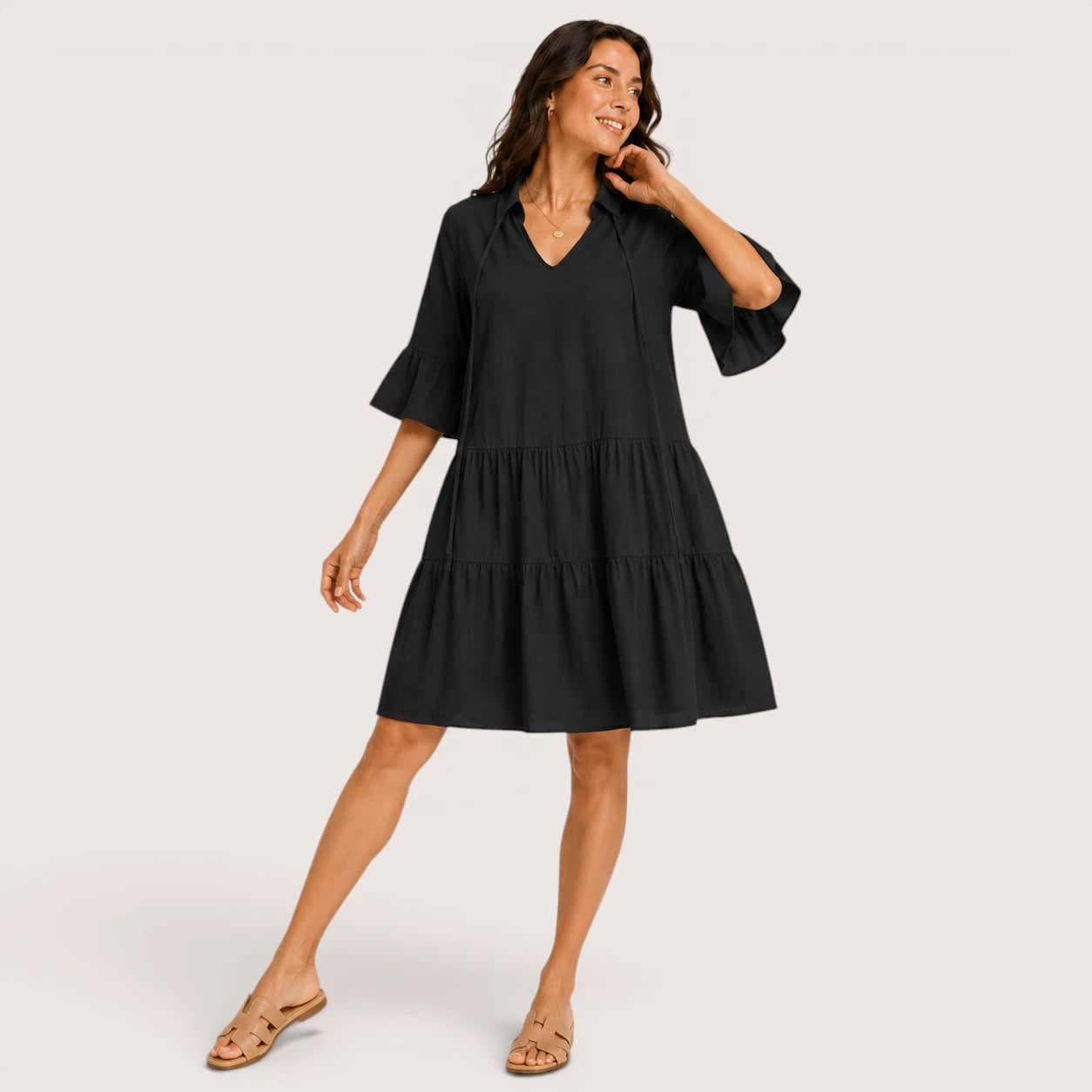 Holly | Women’s Low-Waist Mini Dress with Short Sleeves