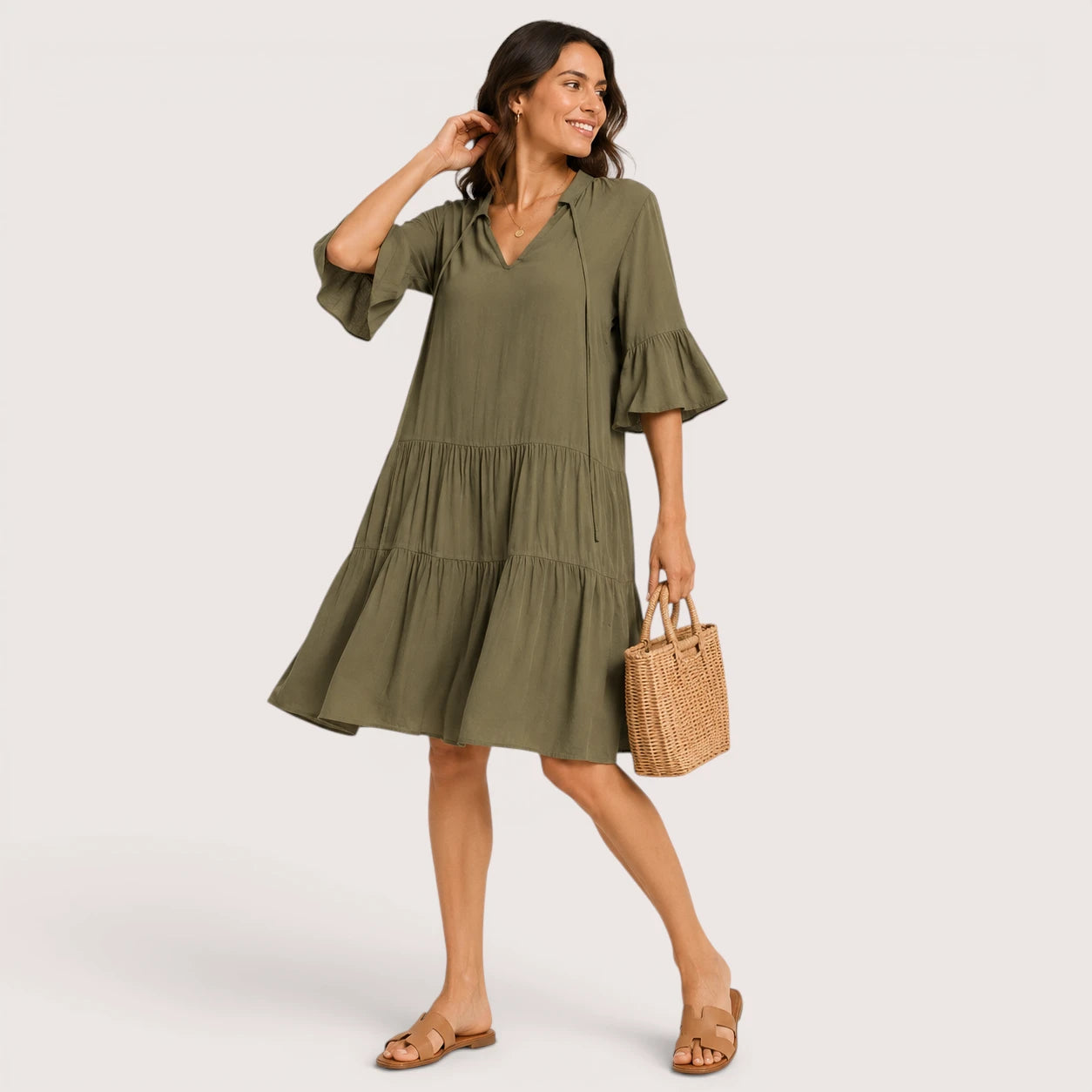 Holly | Women’s Low-Waist Mini Dress with Short Sleeves