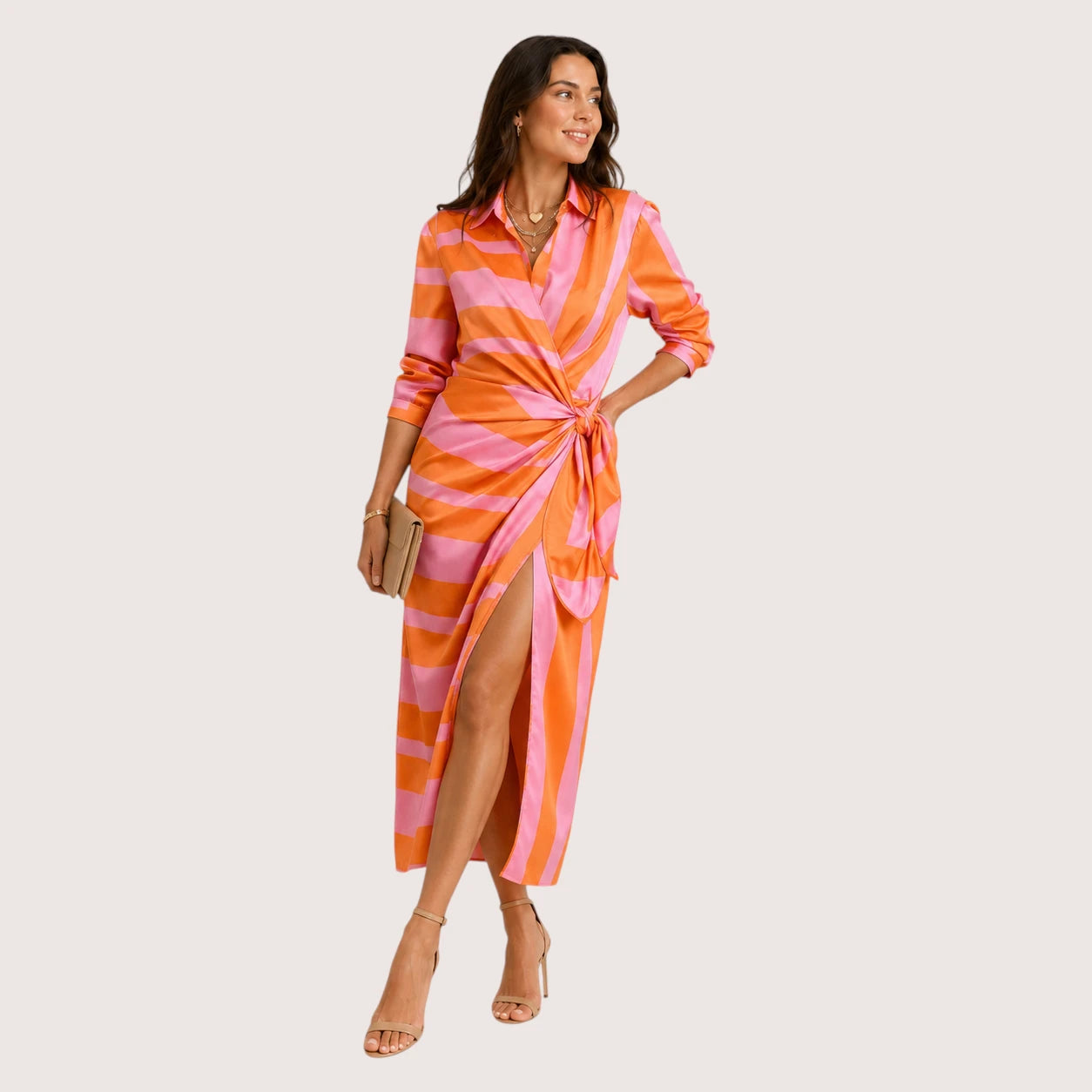 Charlotte | Women’s Midi Wrap Dress with Three-Quarter Sleeves
