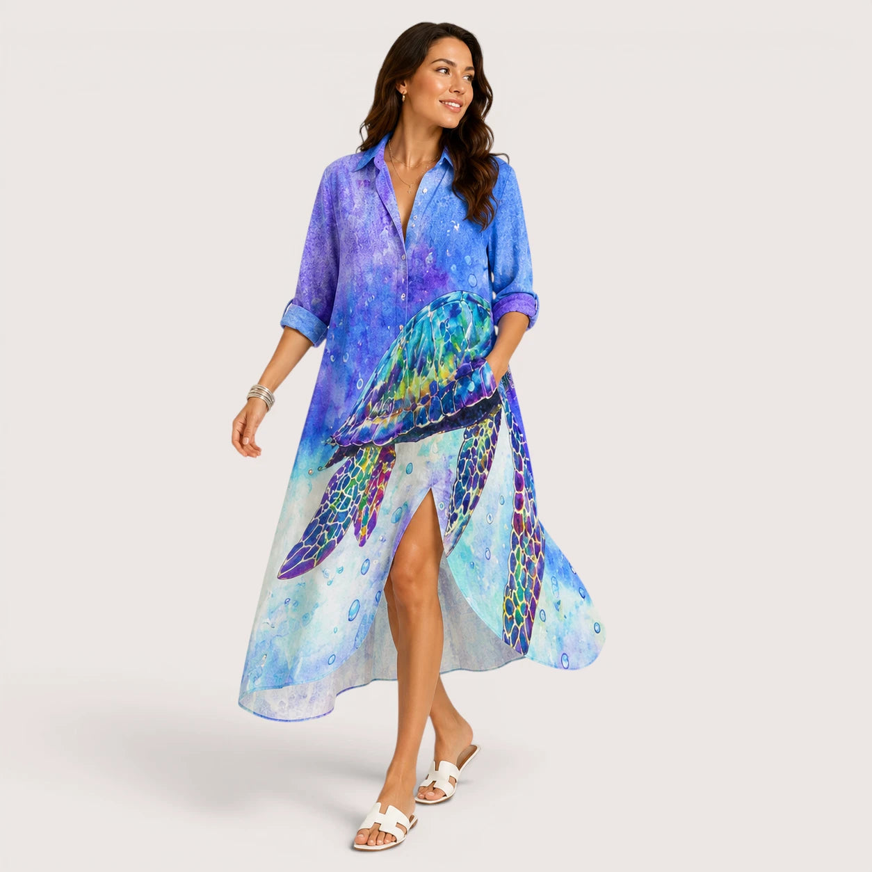 Harriet | Women’s Oversized Shirt Dress with Button Front