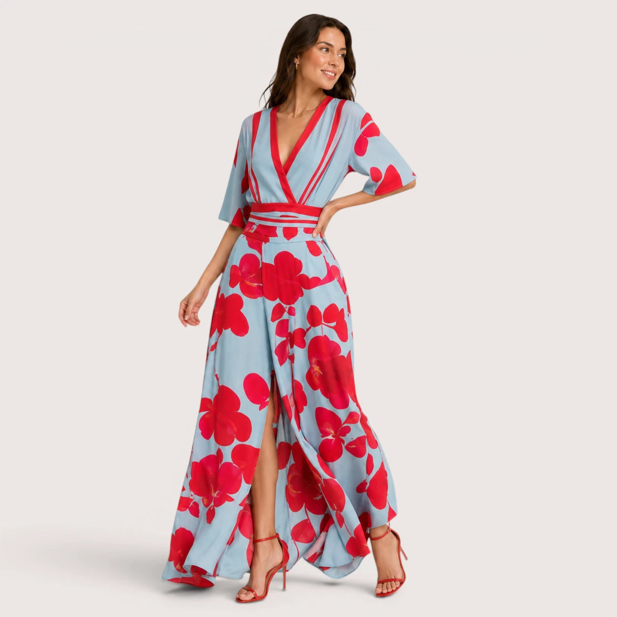 Riley | Women’s V-Neck Maxi Dress with Floral Print