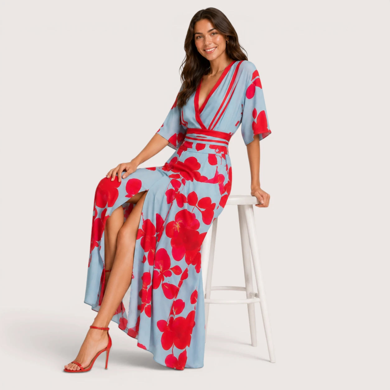 Riley | Women’s V-Neck Maxi Dress with Floral Print