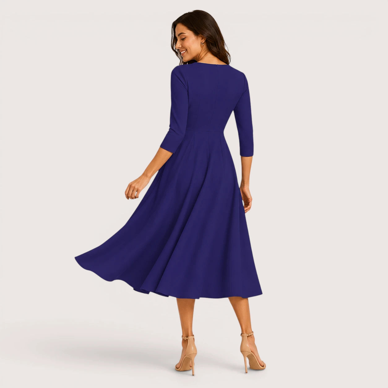 Marina | Women’s Flowing Midi Dress with V-Neck