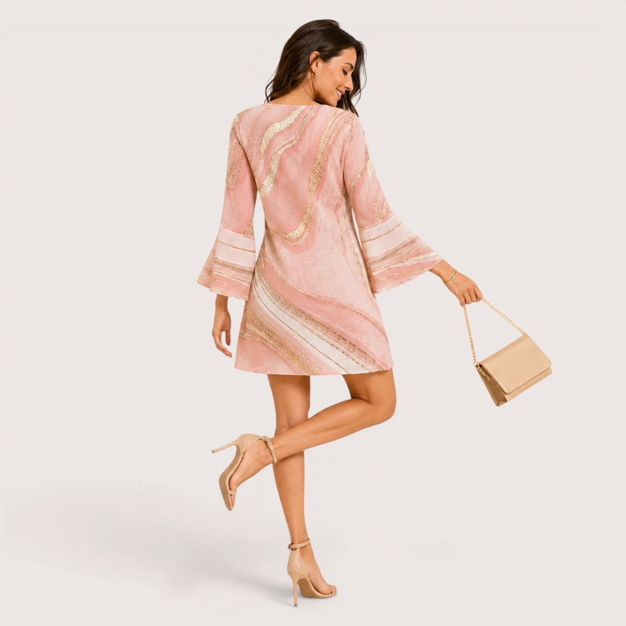 Kennedy | Women’s V-Neck Mini Dress with Abstract Print
