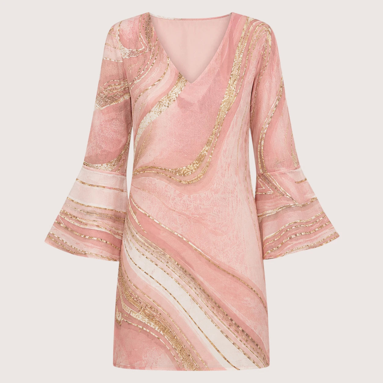 Kennedy | Women’s V-Neck Mini Dress with Abstract Print