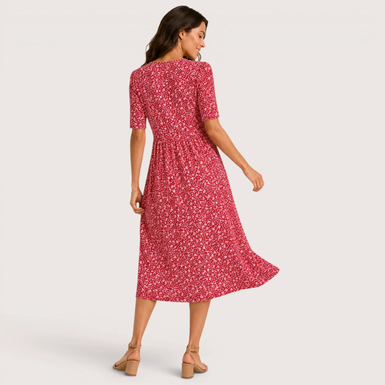 Willow | Women’s Printed Midi Dress with Side Pockets