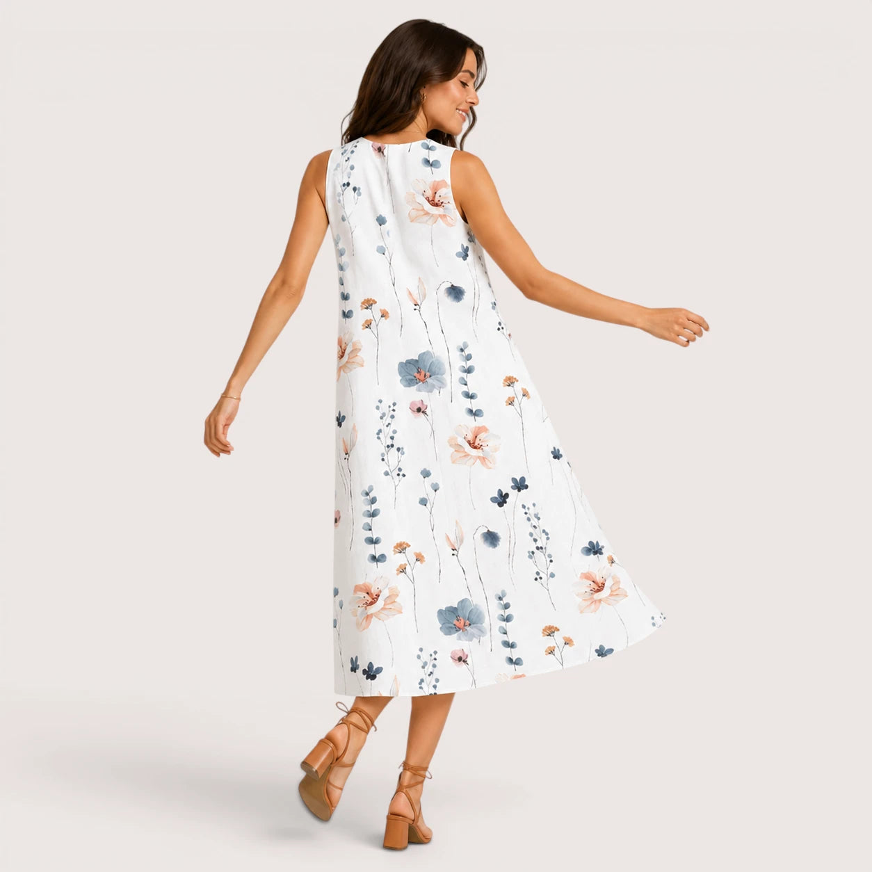 Brielle | Women’s Floral Print Midi Dress with Button Detail