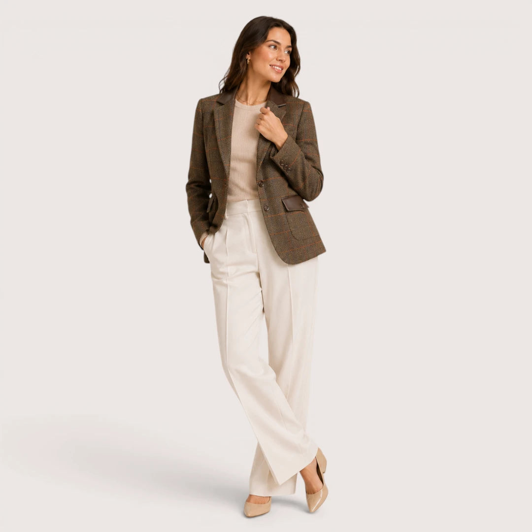 Valmira | Women’s Plaid Blazer Jacket with Lapel Collar