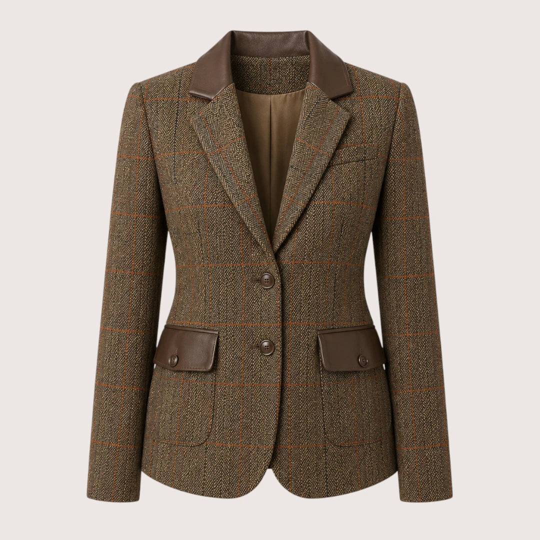 Valmira | Women’s Plaid Blazer Jacket with Lapel Collar