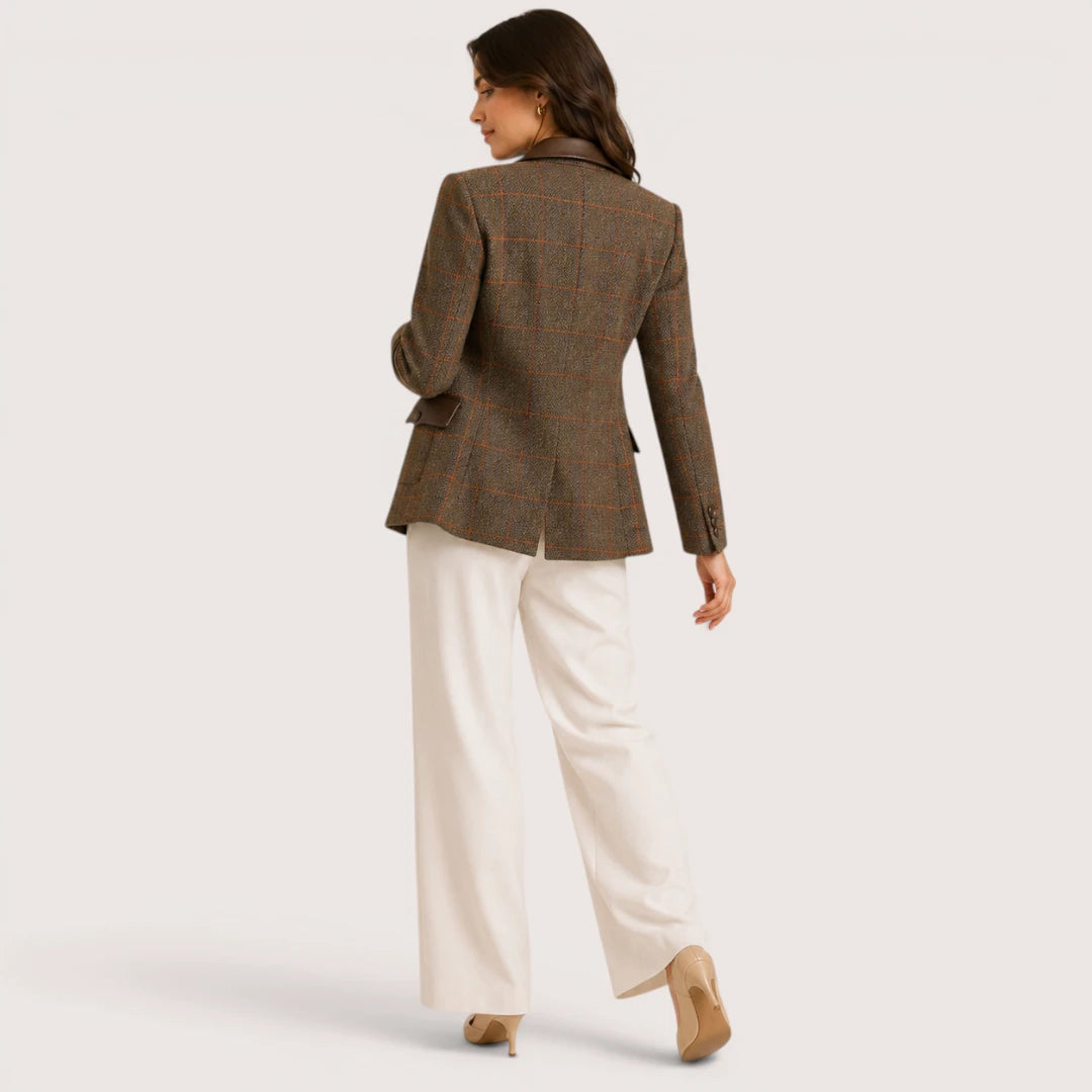 Valmira | Women’s Plaid Blazer Jacket with Lapel Collar