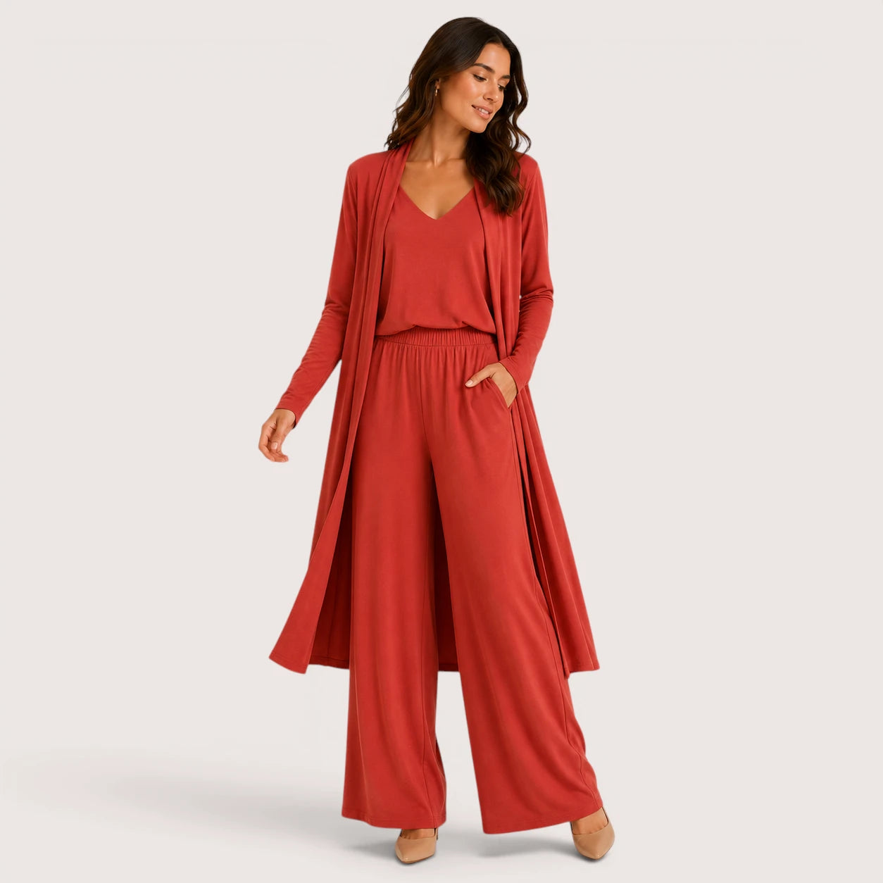 Serena | Women’s Three-Piece Set with Cardigan, Top and Trousers