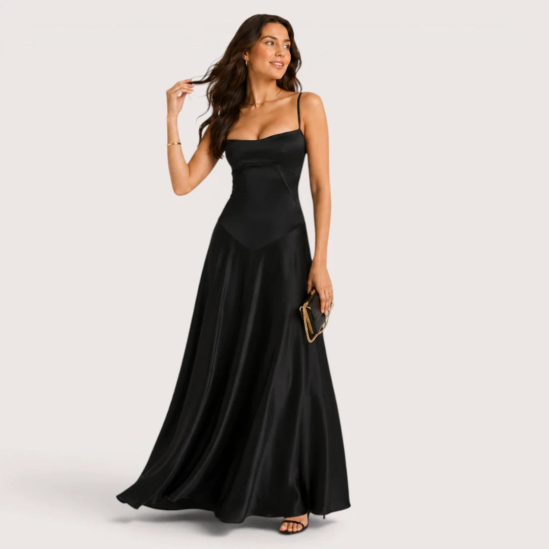 Amelia | Spaghetti Strap Maxi Dress with Fitted Bodice
