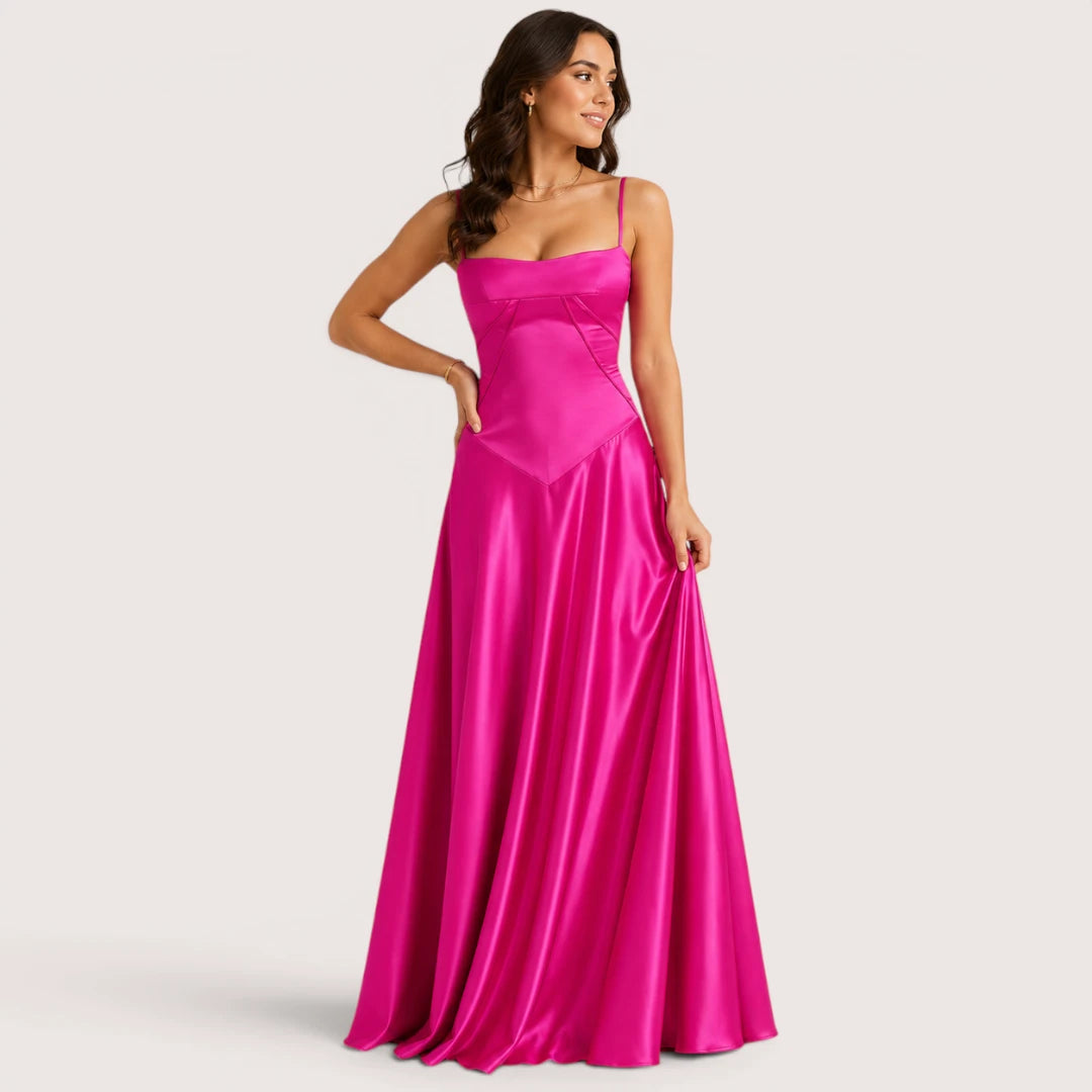 Amelia | Spaghetti Strap Maxi Dress with Fitted Bodice