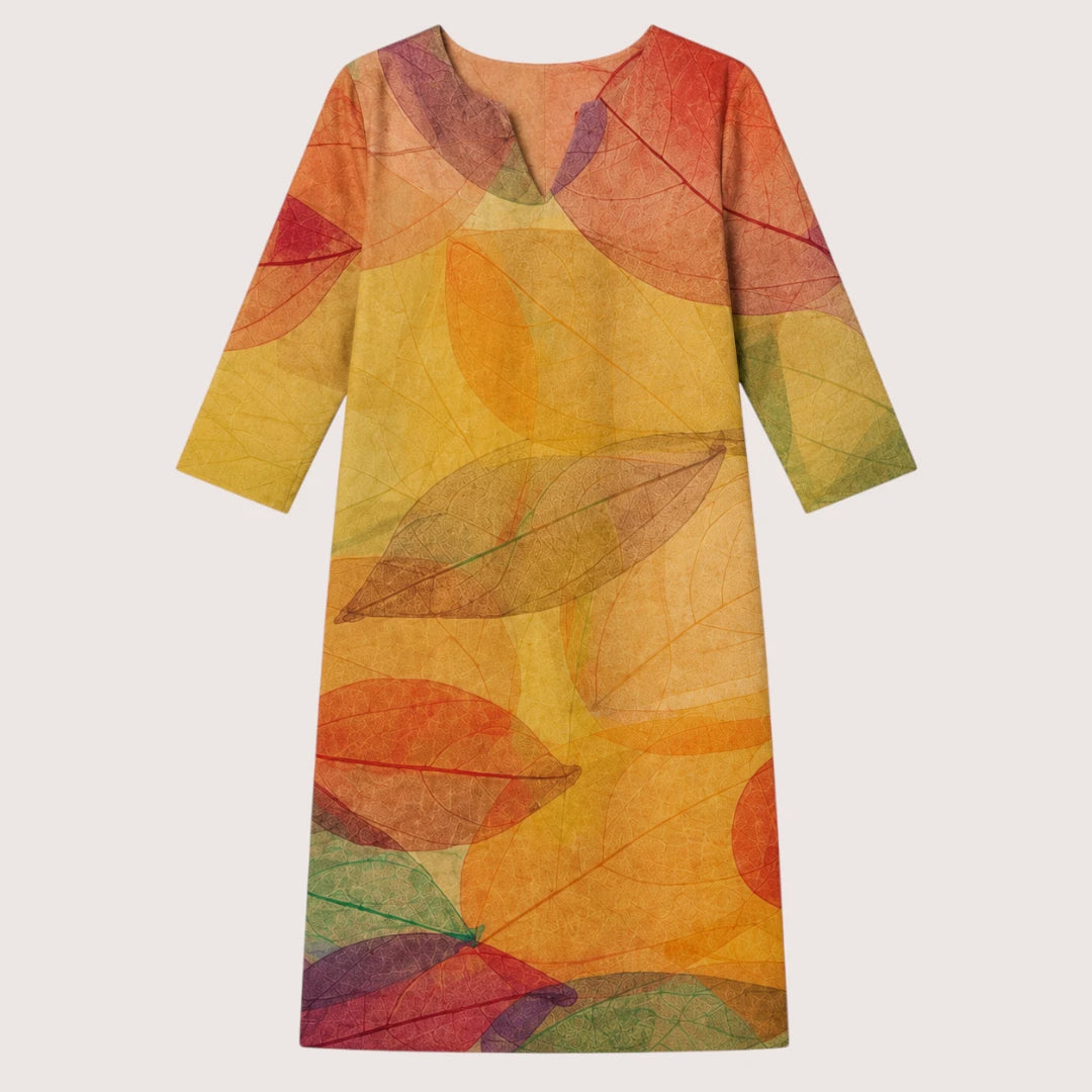 Chloe | Women’s Linen V-Neck Dress with 3/4 Sleeves