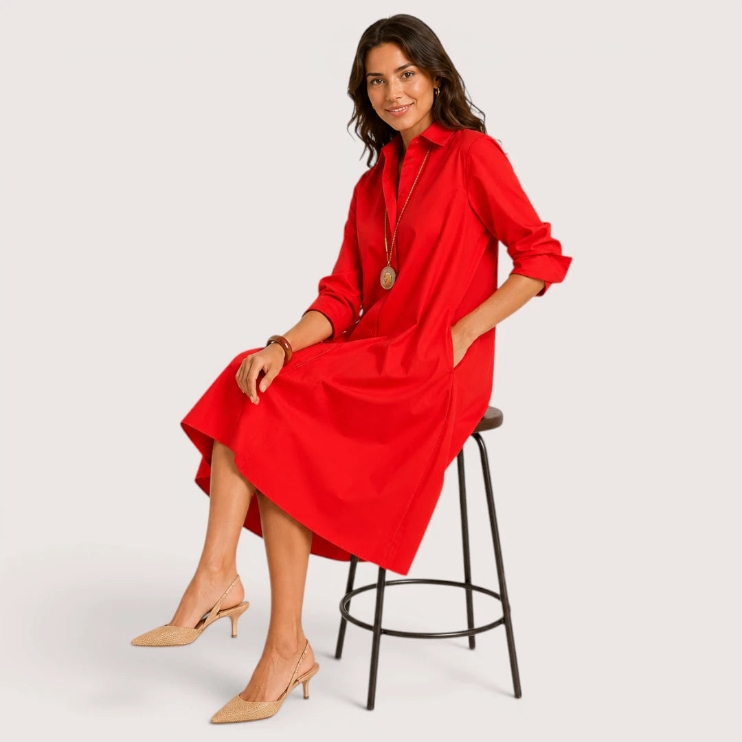 Velmira | Women’s Relaxed Shirt Dress with Collar