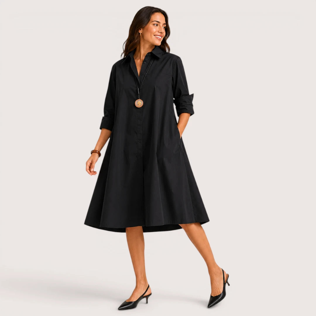 Velmira | Women’s Relaxed Shirt Dress with Collar