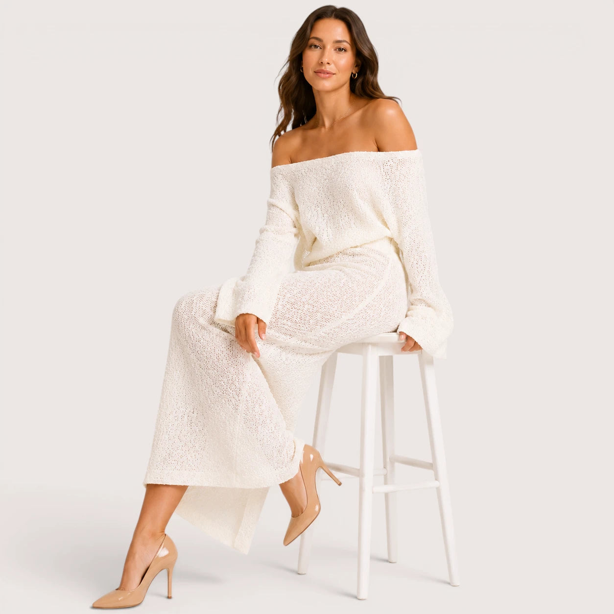 Sienna | Women’s Off Shoulder Long Sleeve Midi Dress