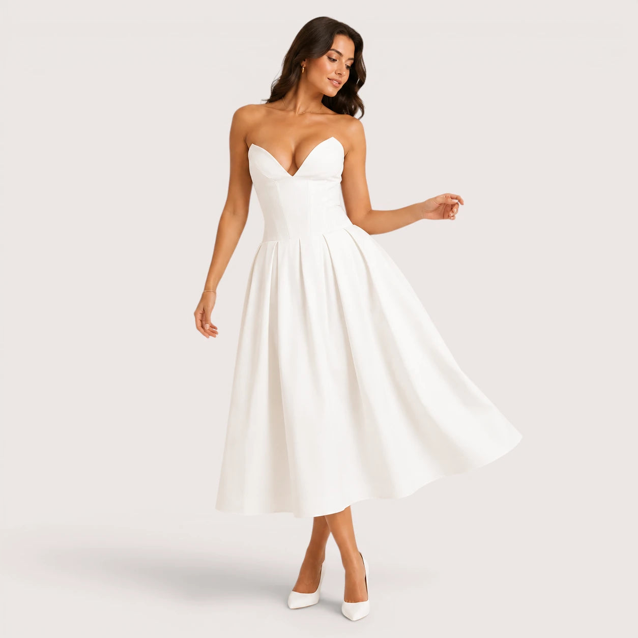 Isabella | Women’s Strapless Sweetheart Neck Midi Dress