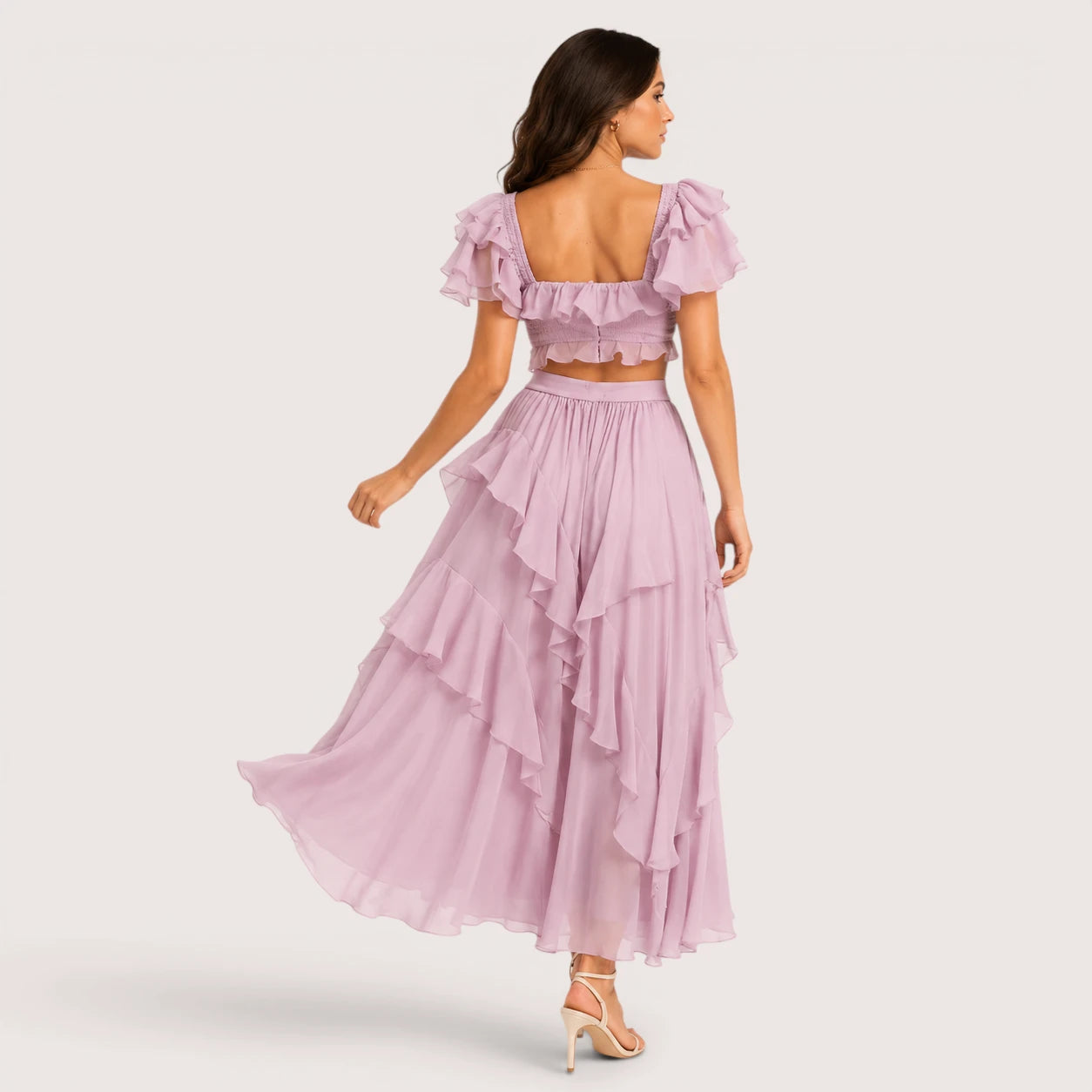Lily | Women’s Off Shoulder Ruffle Layered Midi Dress