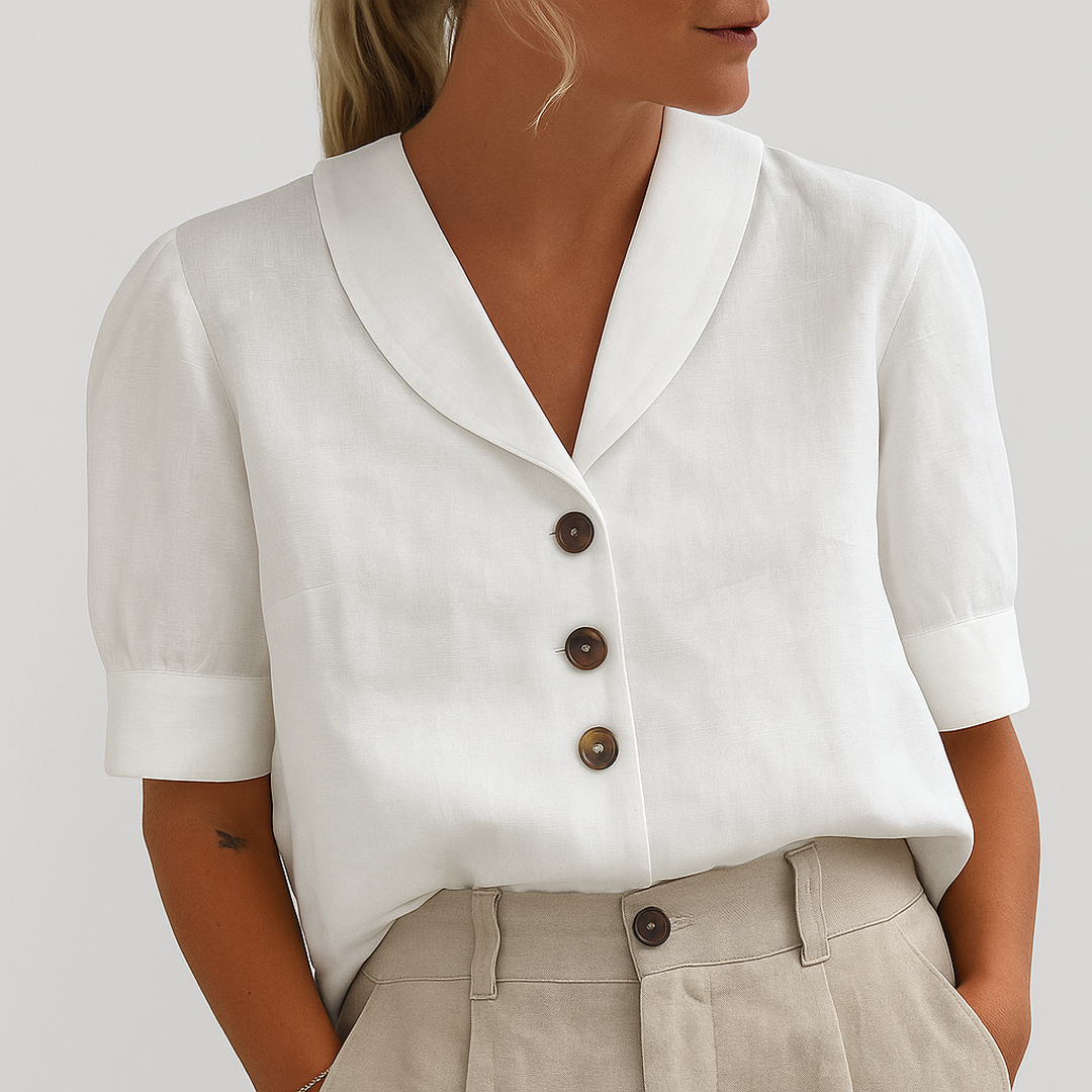 Avery | Women’s Button-Front V-Neck Blouse