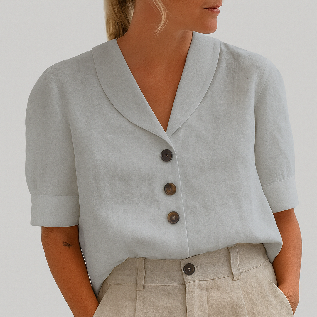 Avery | Women’s Button-Front V-Neck Blouse