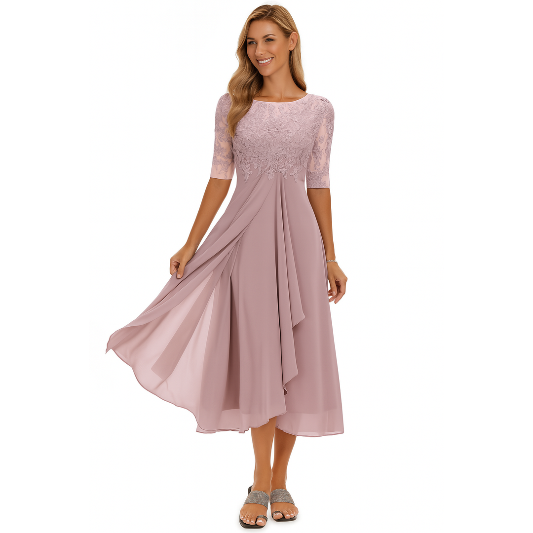 Eleanor | Women’s Midi A-Line Dress with Lace Bodice