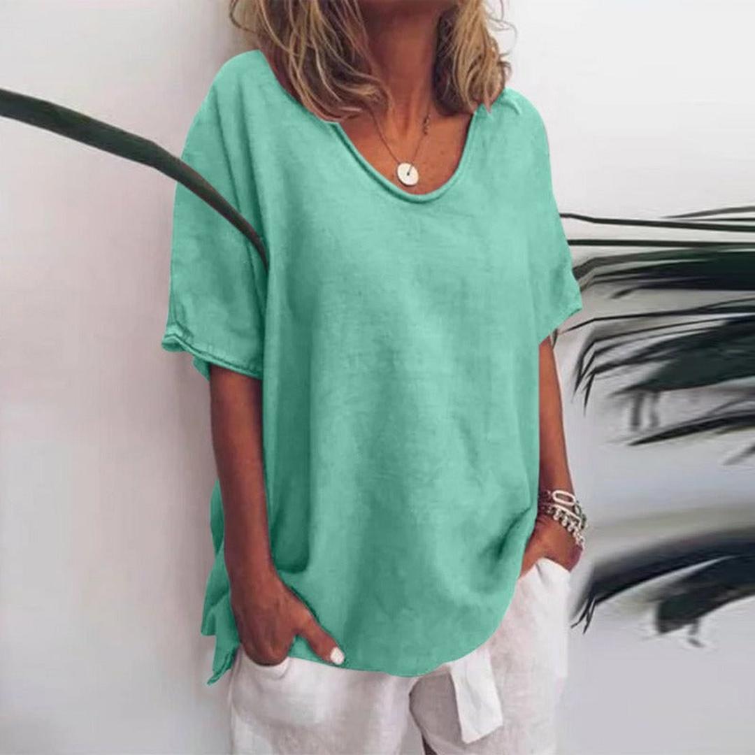 Megan | Women’s Loose Fit Blouse with Short Sleeve