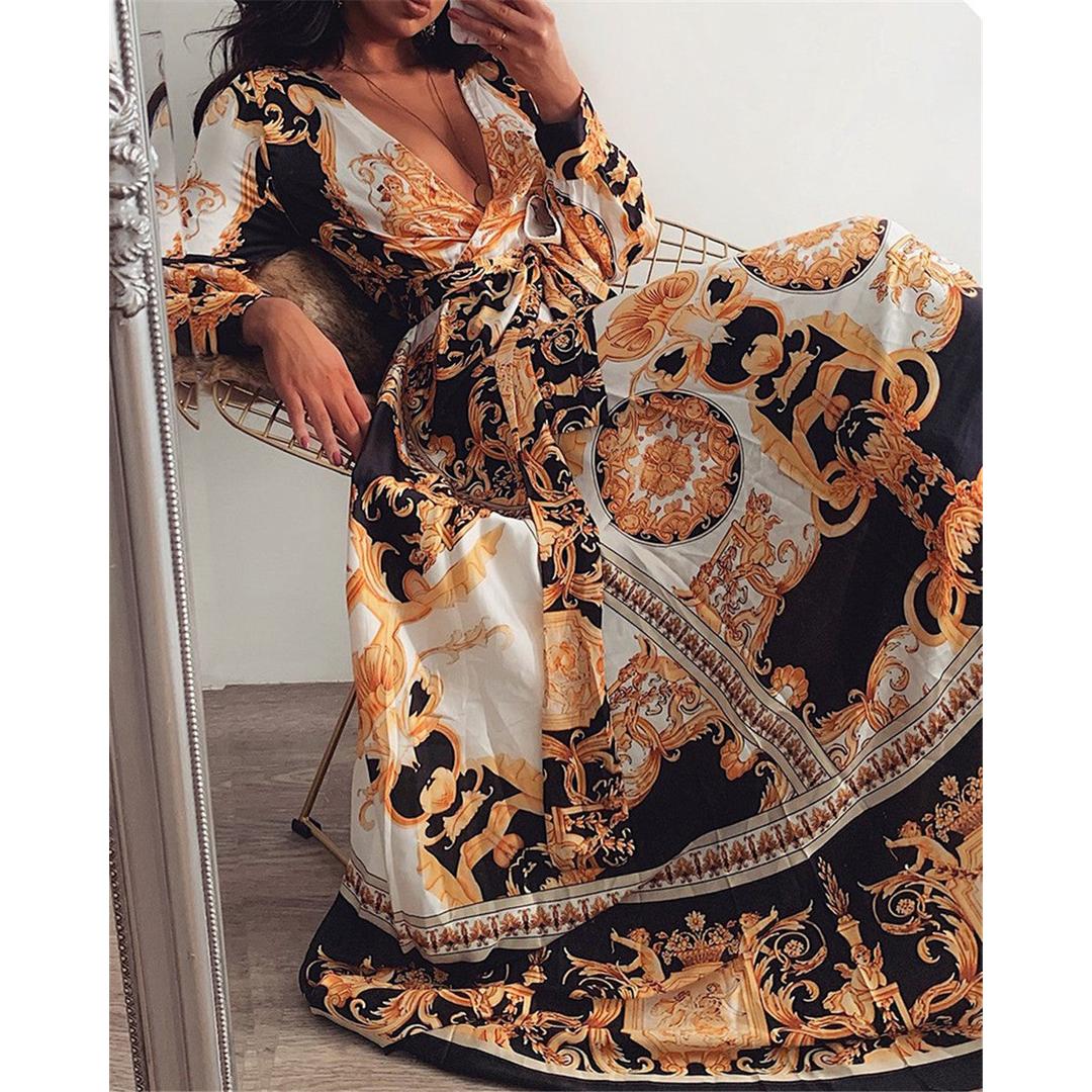 Hannah | Women’s Bohemian Print Maxi Dress with V-Neck
