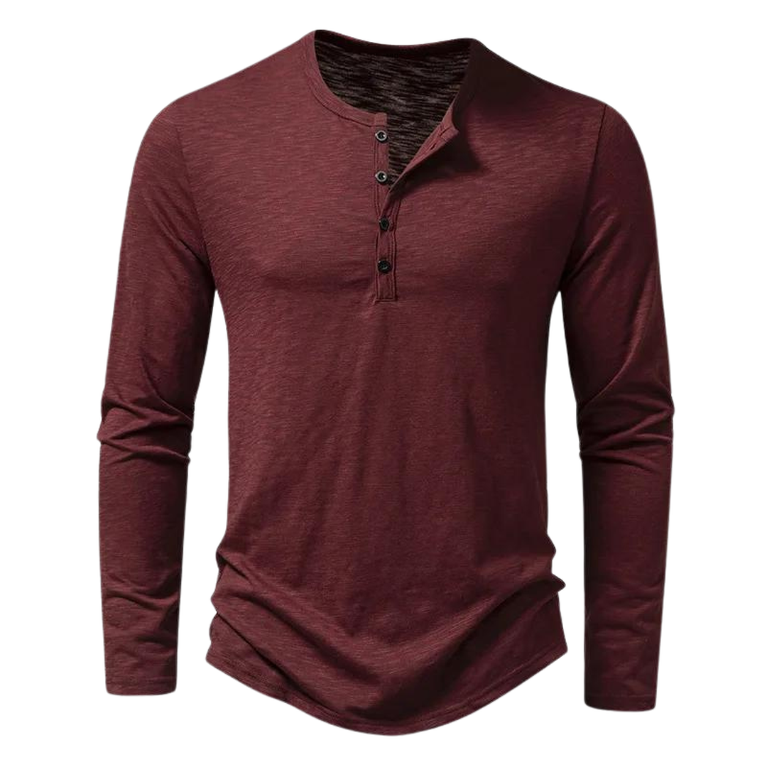 Bravero | Men’s Long-Sleeve Henley Shirt with Button Placket