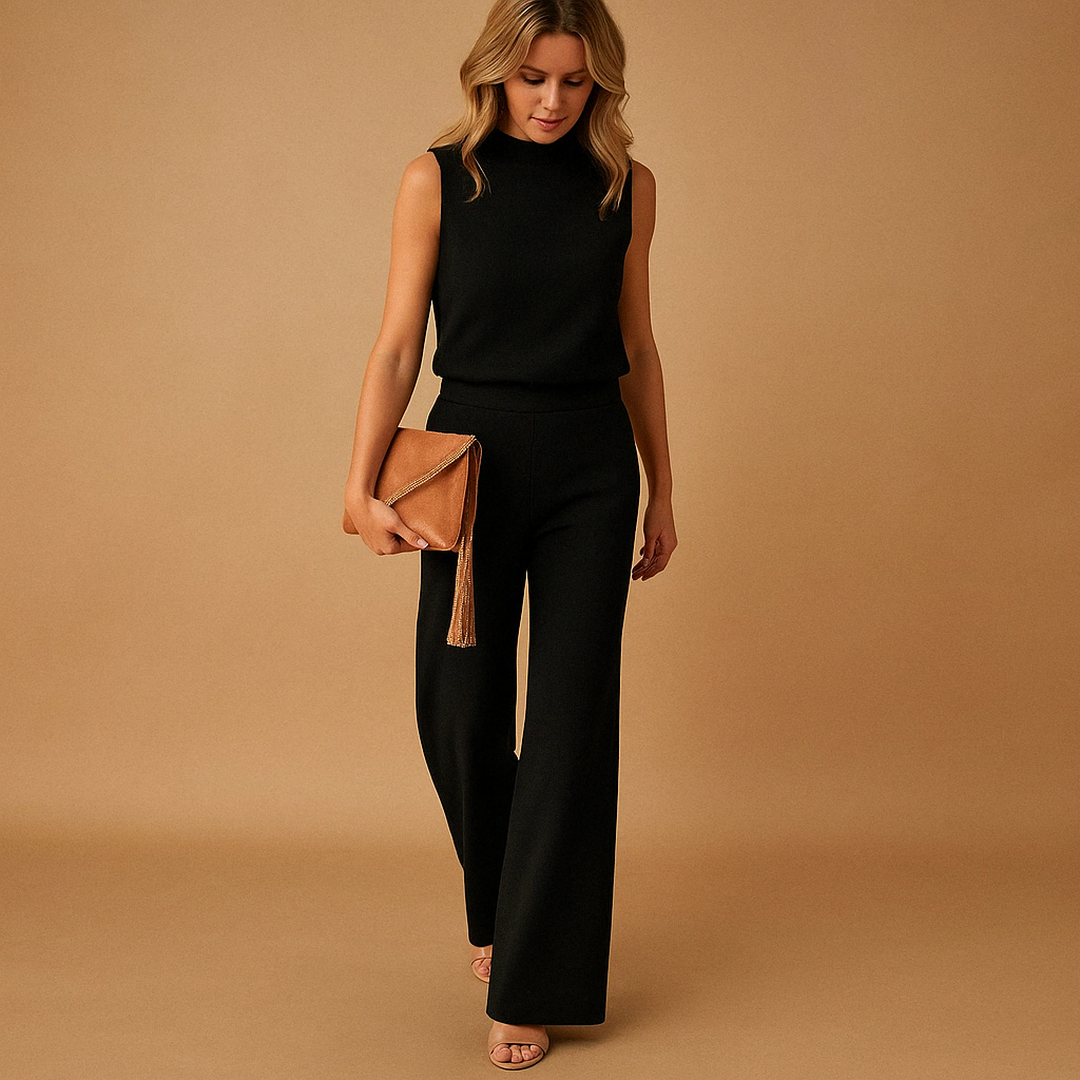 Harper | Women’s Round Neck Jumpsuit with Wide Legs