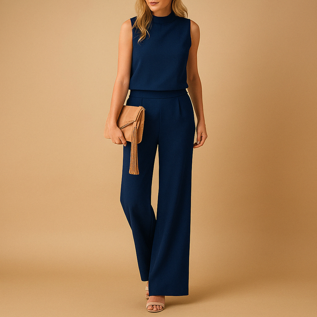 Harper | Women’s Round Neck Jumpsuit with Wide Legs