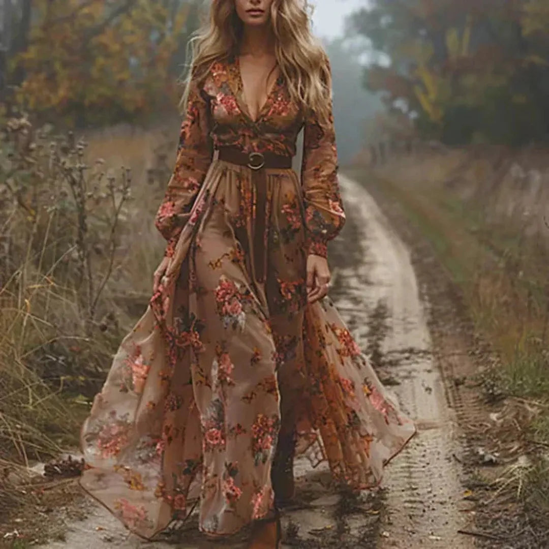 Avery | Women’s Boho Maxi Dress with Ruffle Hem