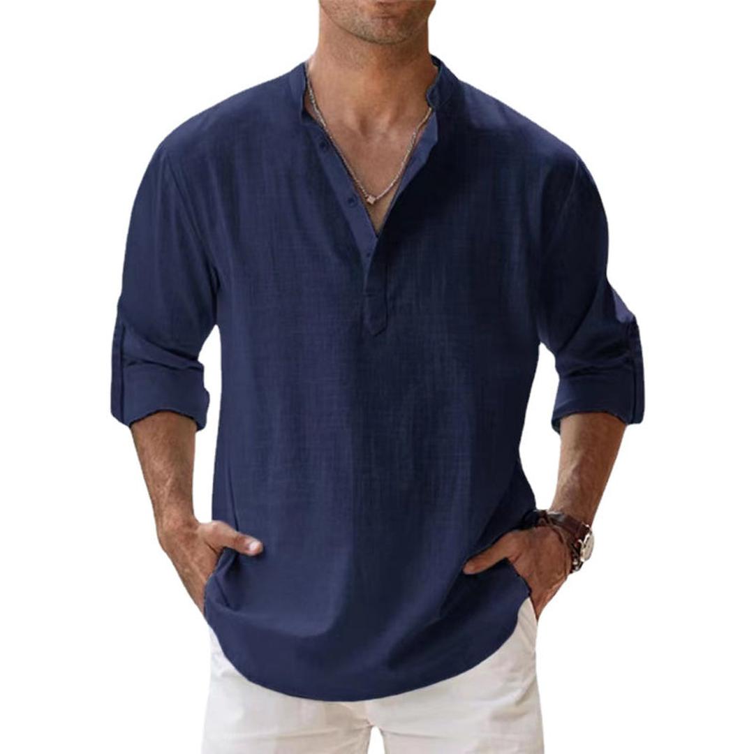 Oliver | Men’s Linen Henley Shirt with Button Placket
