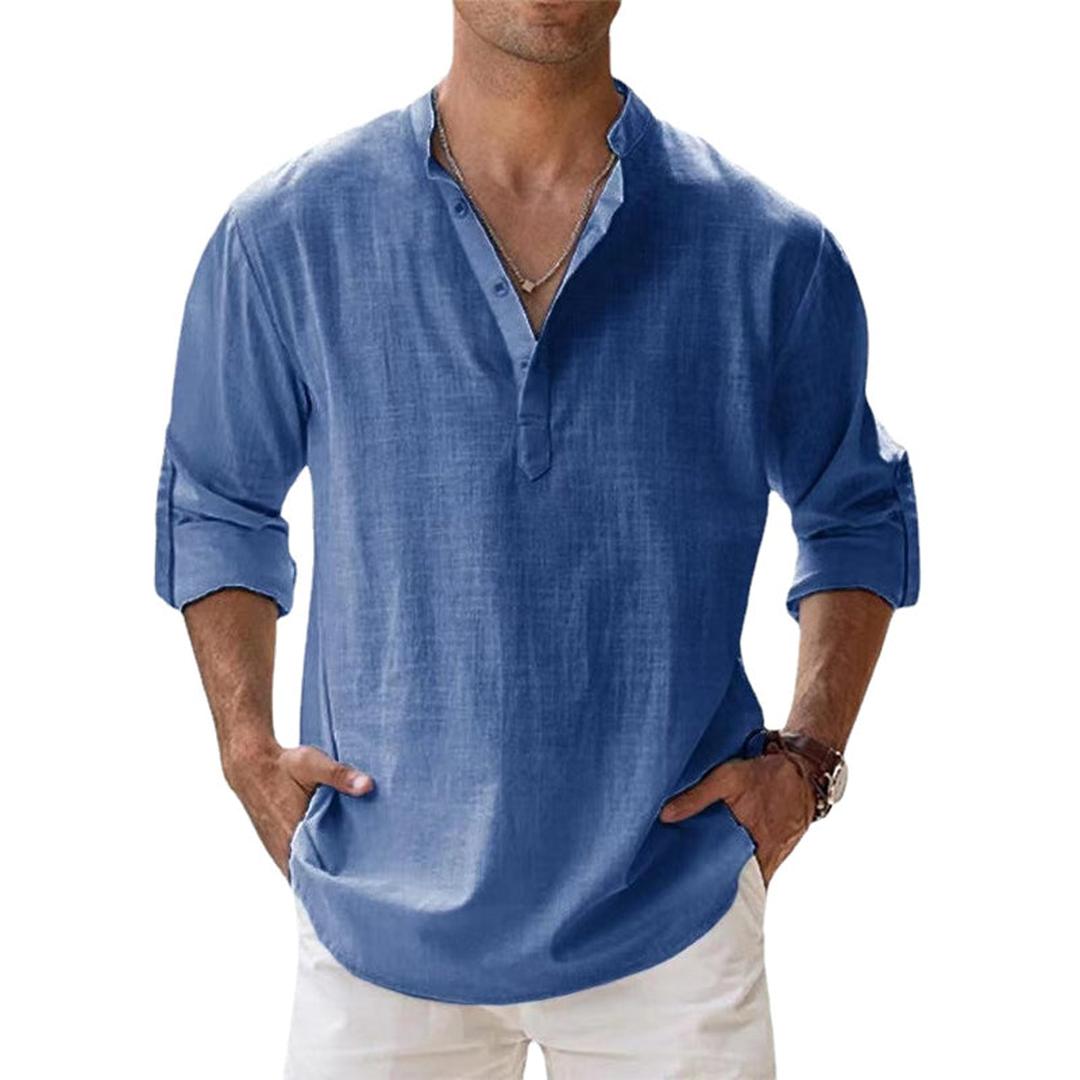 Oliver | Men’s Linen Henley Shirt with Button Placket