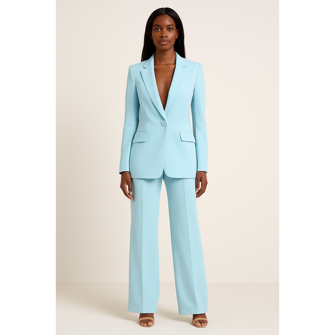 Monica | Women’s Single-Button Blazer and Wide-Leg Trousers Set