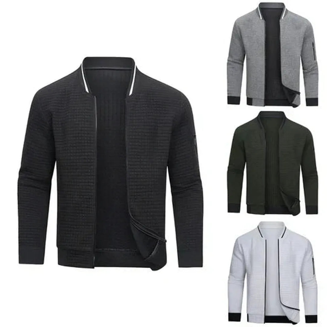Caleb | Men’s Zip-Up Quilted Sweatshirt with Ribbed Collar