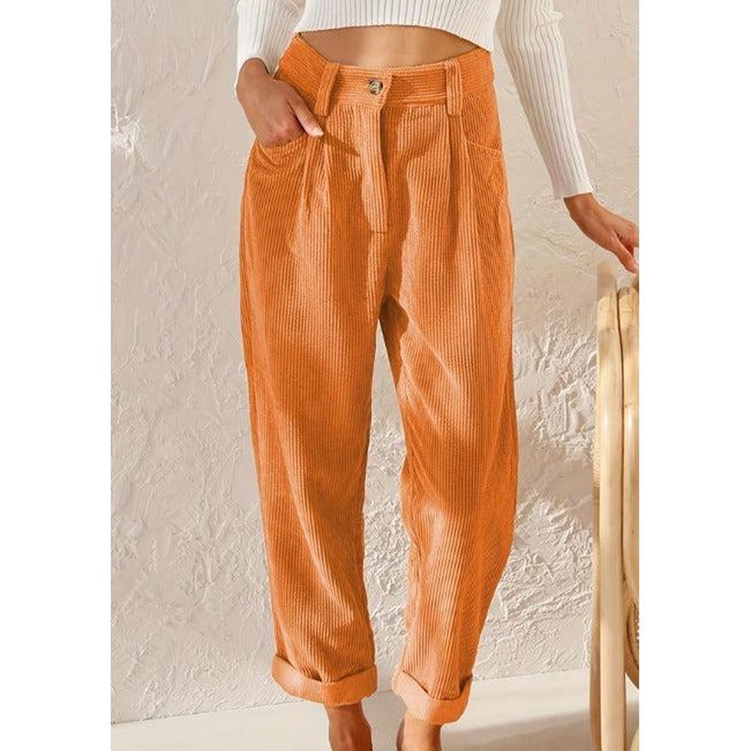 Victoria | Women’s High-Waist Corduroy Trousers with Pleated Front