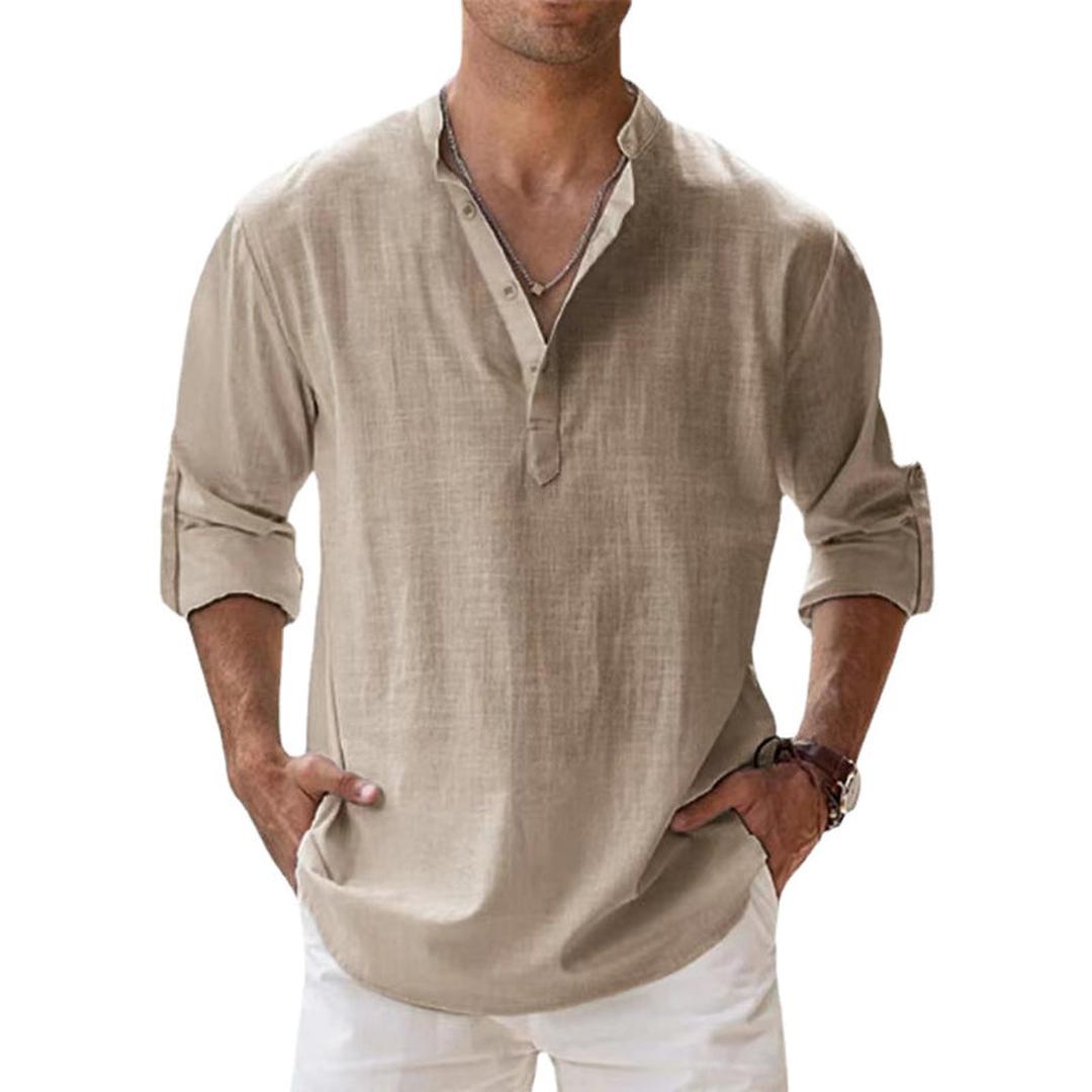 Oliver | Men’s Linen Henley Shirt with Button Placket