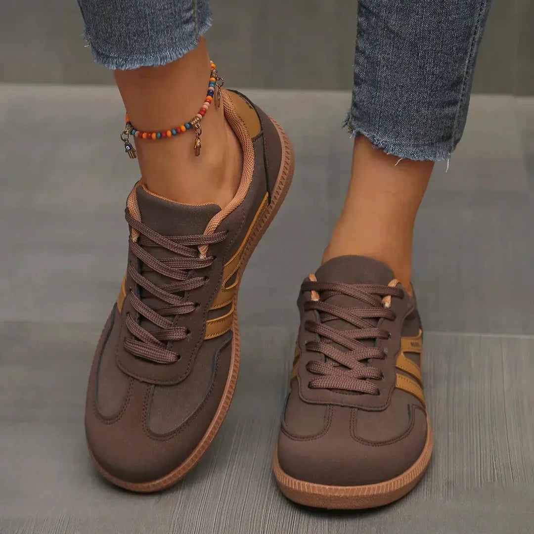 Zoe | Women’s Lace-Up Trainers with Contrast Stripes