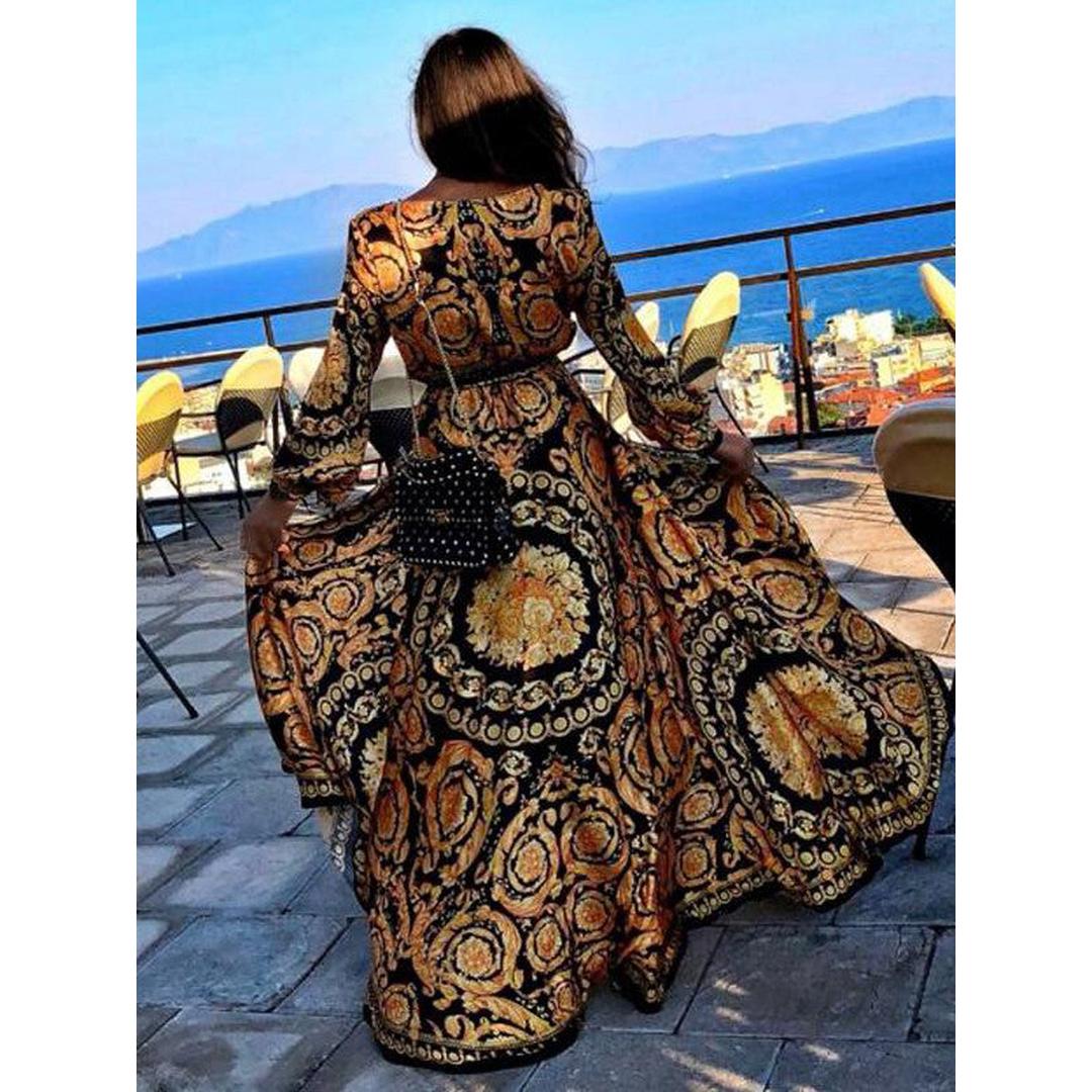 Hannah | Women’s Bohemian Print Maxi Dress with V-Neck