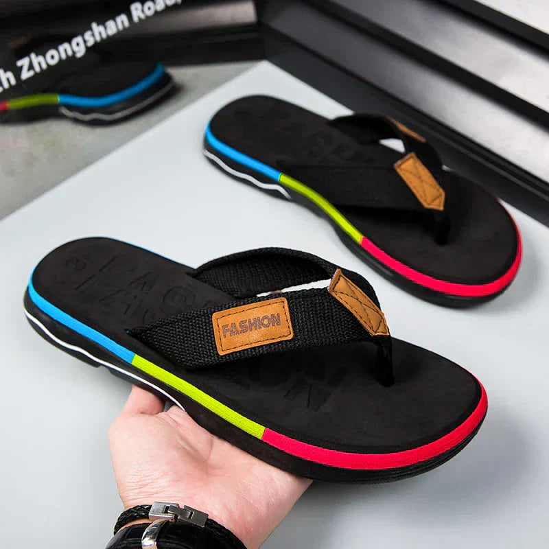 Leo | Men’s Multicoloured Flip-Flops with Contrast Sole