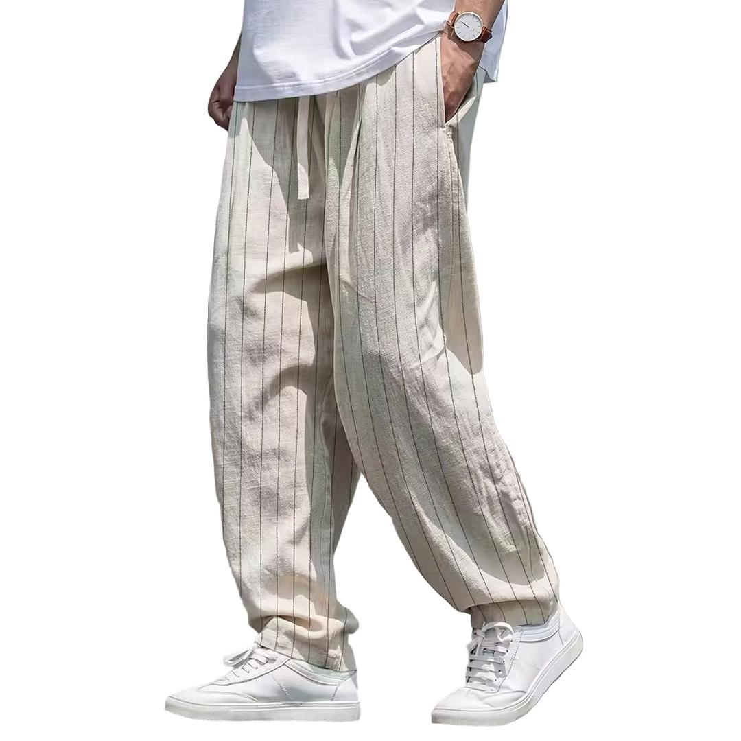 Men’s Striped Pants with Drawstrings