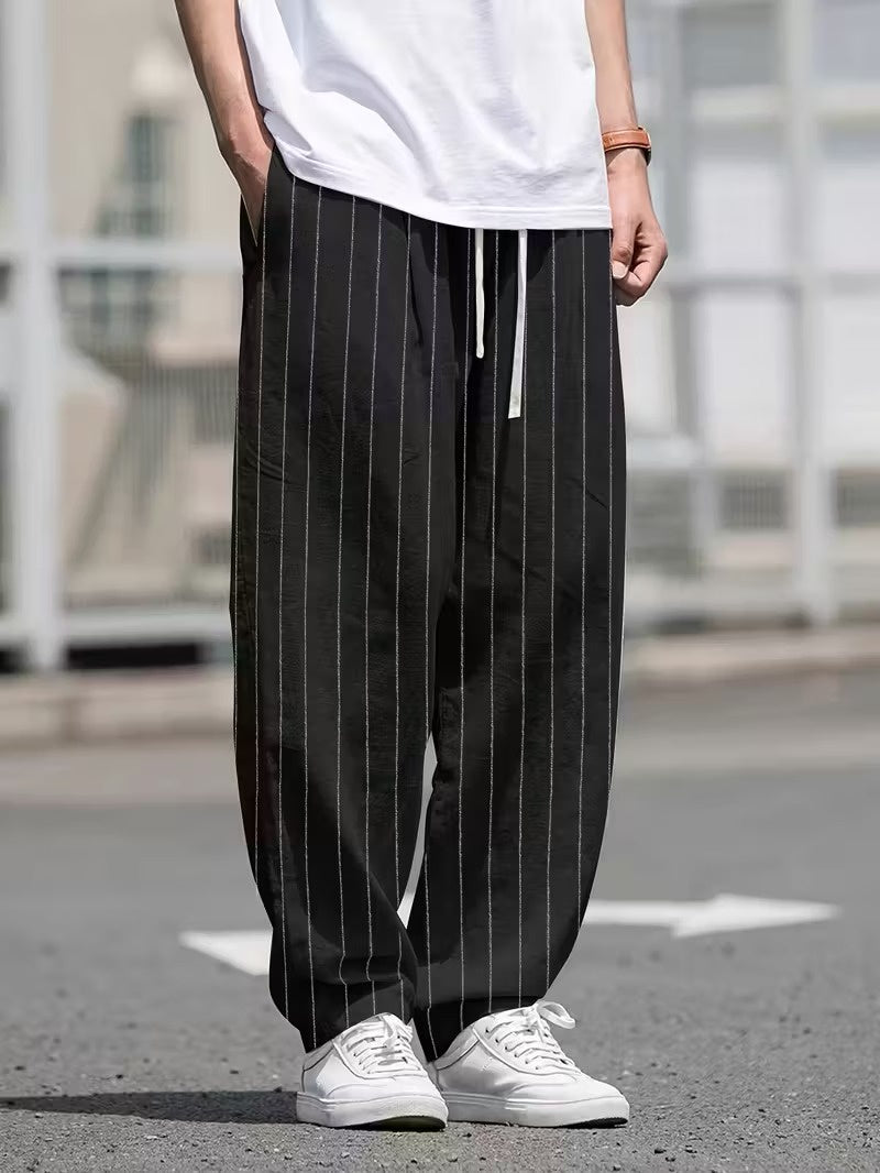 Men’s Striped Pants with Drawstrings