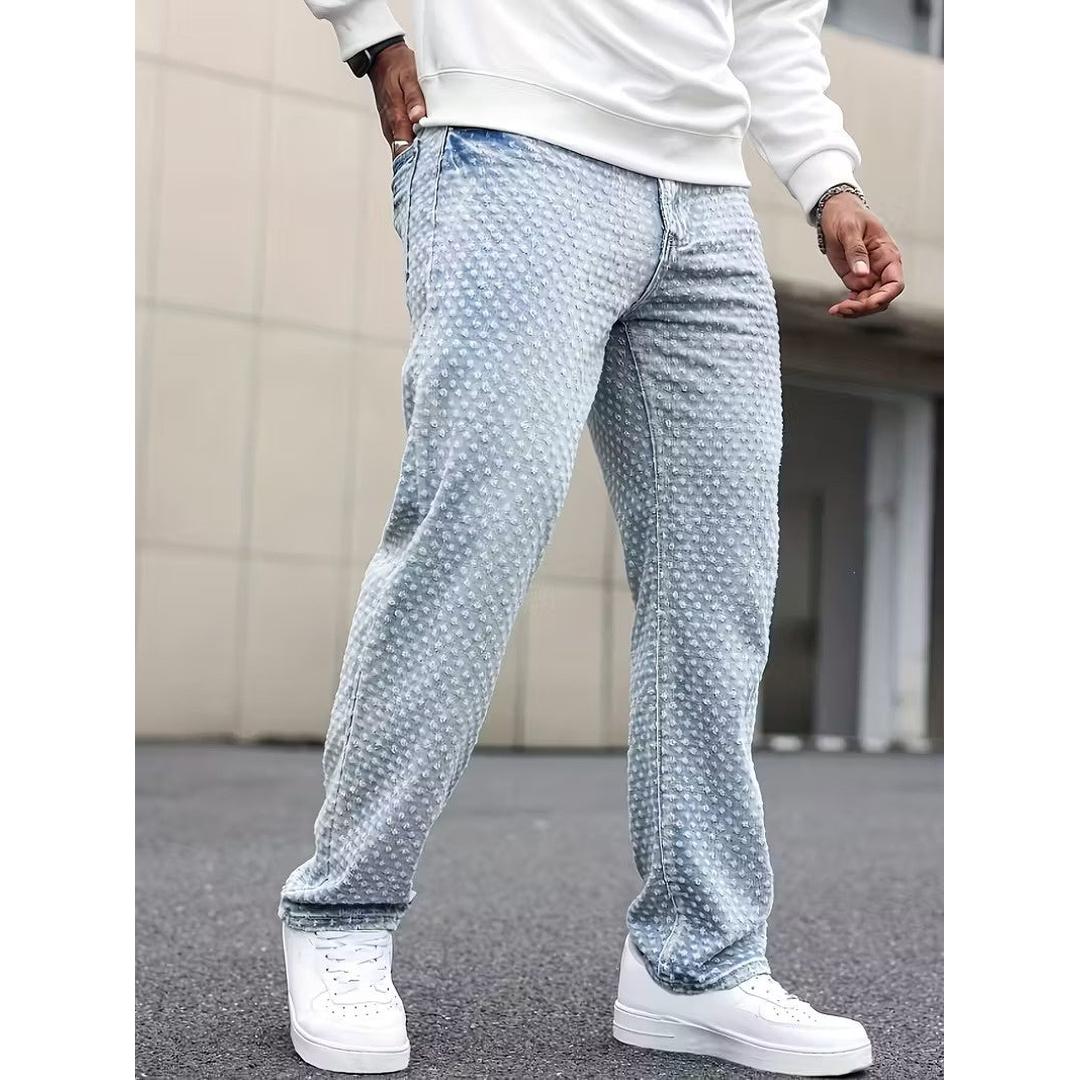 Men’s Textured Straight-Cut Jeans