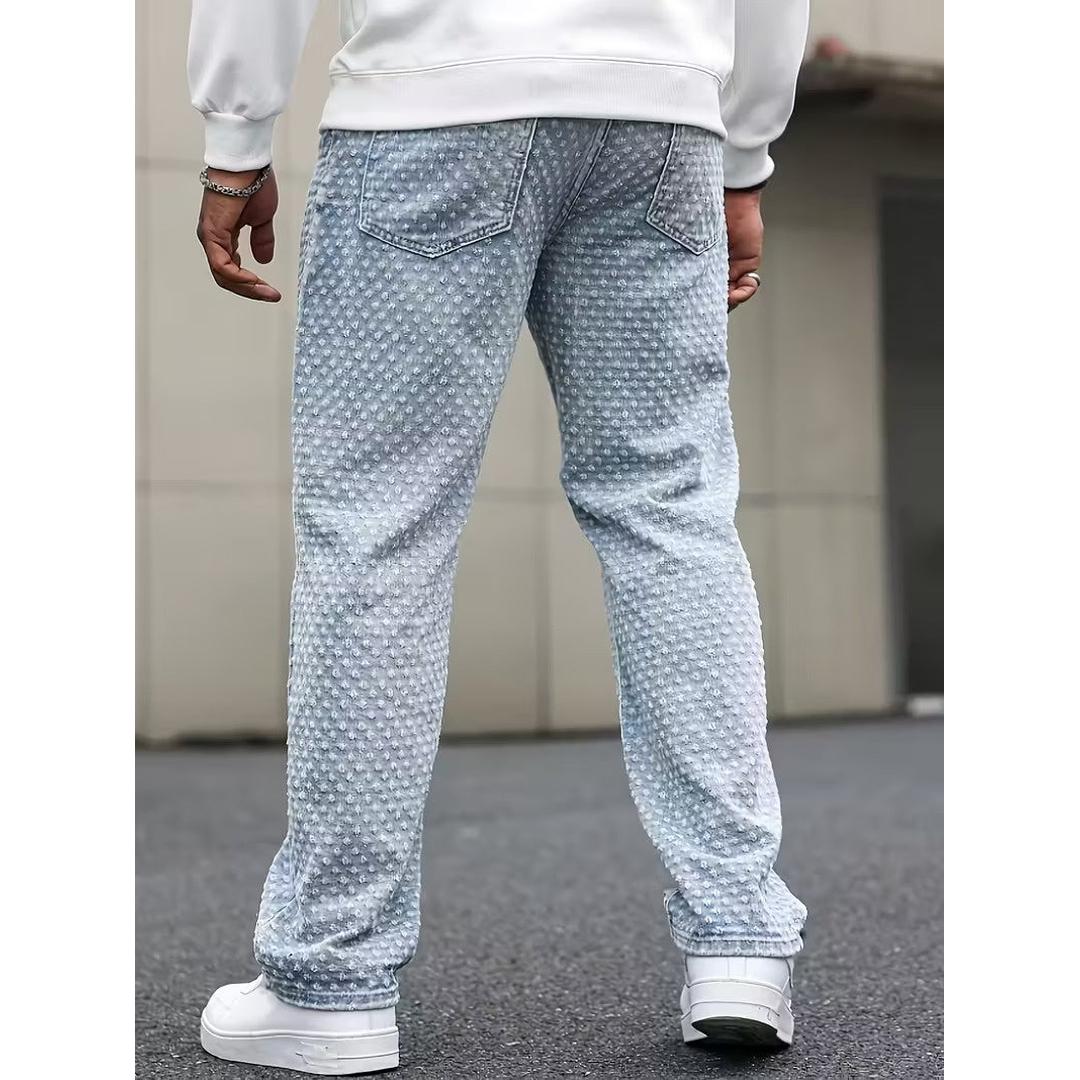 Men’s Textured Straight-Cut Jeans